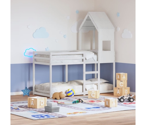 Techo de cama infantil madera maciza pino blanco 55x99x139,5 cm