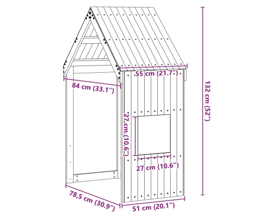 Techo de cama infantil madera maciza pino 55x84x132 cm