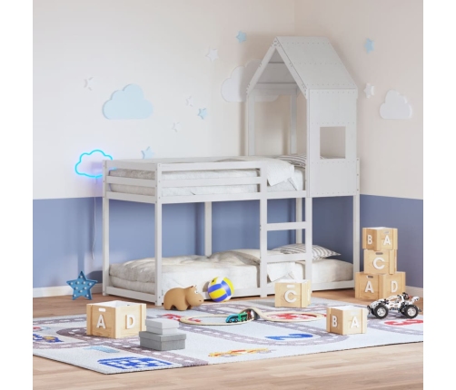 Techo de cama infantil madera maciza pino blanco 55x84x132 cm