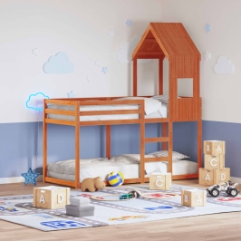 Techo de cama infantil madera maciza pino marrón 55x84x132 cm