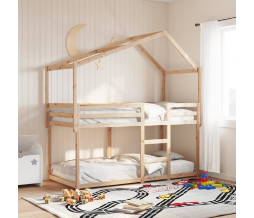 Techo de cama infantil madera maciza pino 213x95,5x144,5 cm