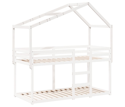 Techo de cama infantil madera maciza blanco 213x95,5x144,5 cm