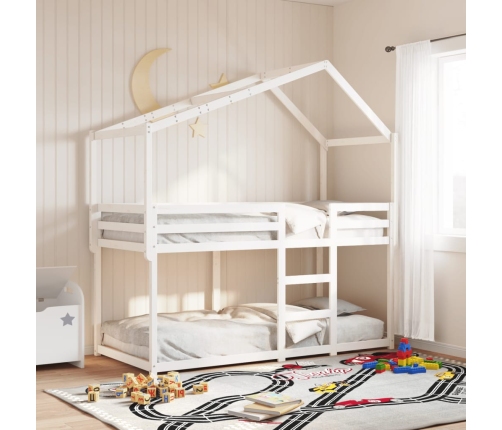 Techo de cama infantil madera maciza blanco 213x95,5x144,5 cm