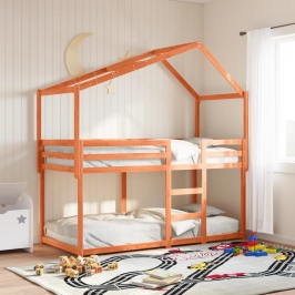 Techo de cama infantil madera maciza pino marrón 60x99x139,5 cm