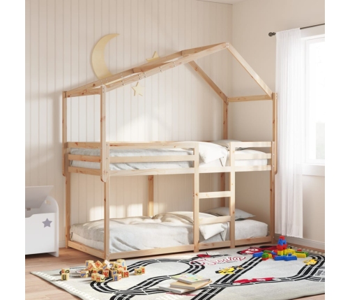 Techo de cama infantil madera maciza pino 213x85,5x144,5 cm