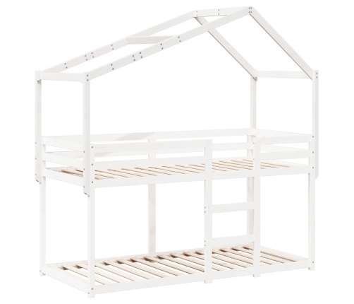 Techo de cama infantil madera maciza blanco 213x85,5x144,5 cm