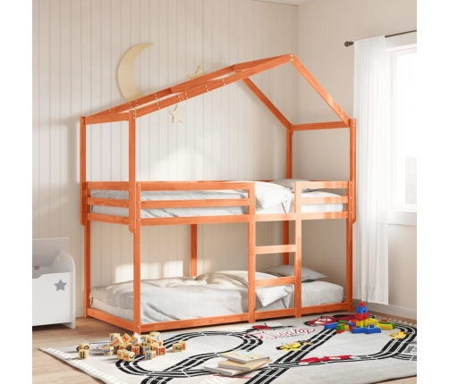 Techo de cama infantil madera maciza marrón 213x85,5x144,5 cm