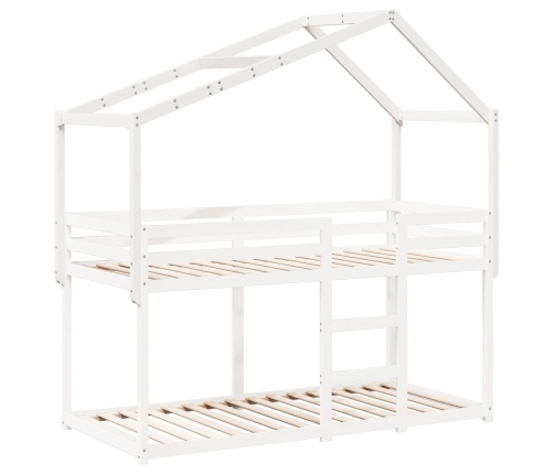 Techo de cama infantil madera maciza blanco 203x95,5x142 cm