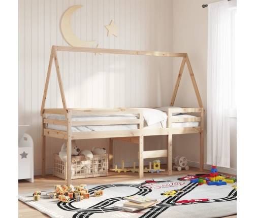 Techo de cama infantil madera maciza pino 209x95,5x88 cm