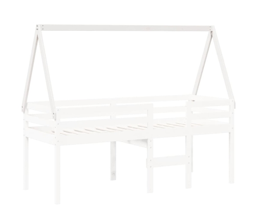 Techo de cama infantil madera maciza blanco 209x95,5x88 cm