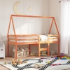 Techo de cama infantil madera maciza pino marrón 209x95,5x88 cm