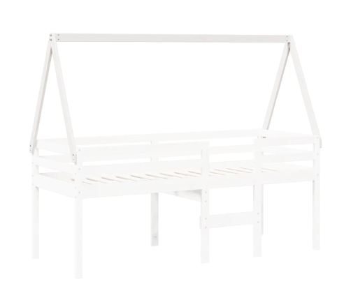 Techo de cama infantil madera maciza blanco 209x85,5x88 cm