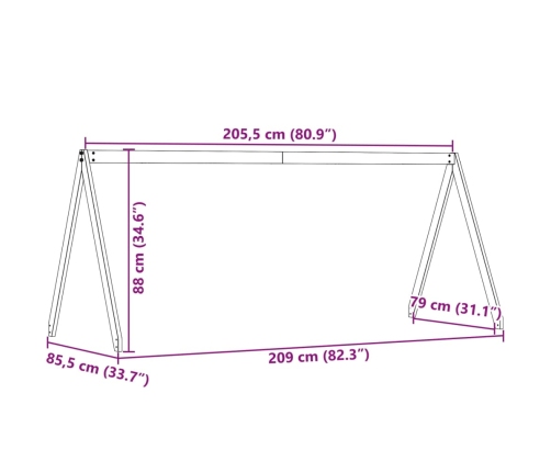 Techo de cama infantil madera maciza blanco 209x85,5x88 cm