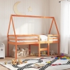 Techo de cama infantil madera maciza pino marrón 209x85,5x88 cm