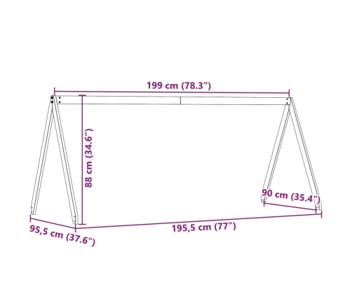 Techo de cama infantil madera maciza pino 199x95,5x88 cm