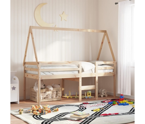 Techo de cama infantil madera maciza pino 199x95,5x88 cm