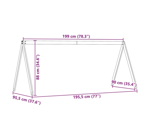 Techo de cama infantil madera maciza pino marrón 199x95,5x88 cm