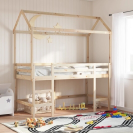 Techo de cama infantil madera maciza pino 217x95,5x159 cm