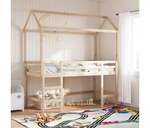 Techo de cama infantil madera maciza pino 217x95,5x159 cm