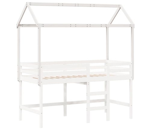 Techo de cama infantil madera maciza blanco 217x95,5x159 cm