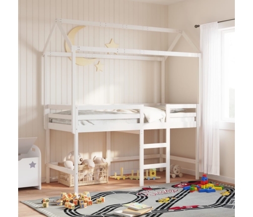 Techo de cama infantil madera maciza blanco 217x95,5x159 cm