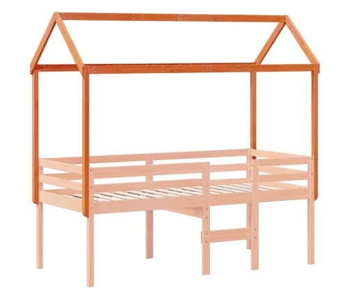 Techo de cama infantil madera maciza marrón 217x95,5x159 cm