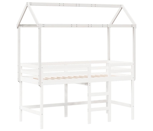 Techo de cama infantil madera maciza blanco 217x85,5x154 cm