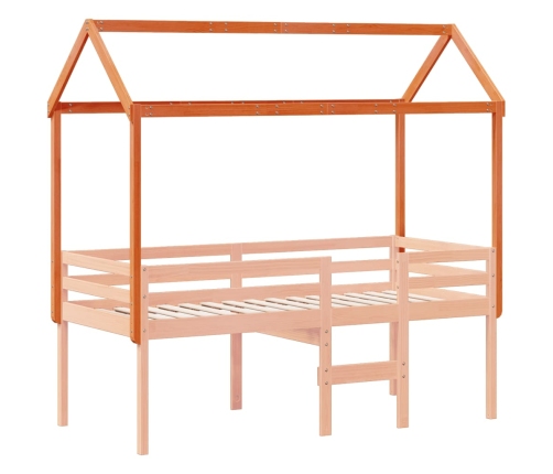 Techo de cama infantil madera maciza marrón 217x85,5x154 cm