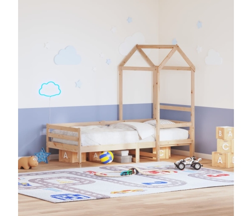 Techo de cama infantil madera maciza pino 118x70x176,5 cm