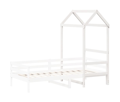 Techo de cama infantil madera maciza blanco 118x70x176,5 cm