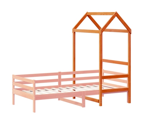 Techo de cama infantil madera maciza marrón 118x70x176,5 cm