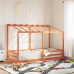 Cama infantil con techo madera maciza pino marrón 100x200 cm