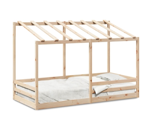 Cama para niños con techo madera maciza de pino 80x200 cm