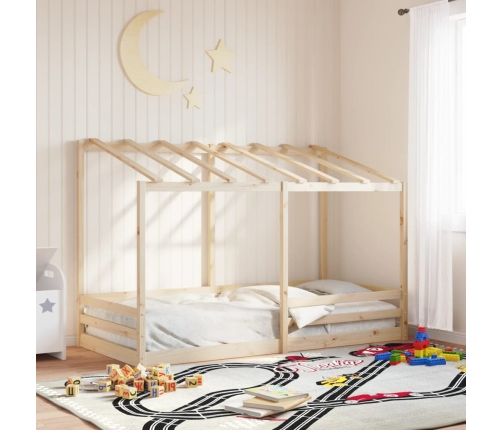 Cama para niños con techo madera maciza de pino 80x200 cm