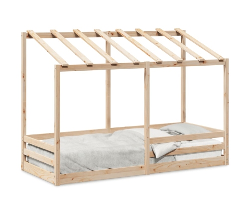 Cama infantil con techo madera maciza pino 90x190 cm