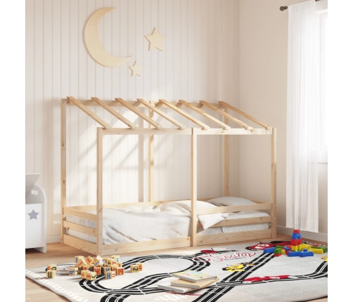 Cama infantil con techo madera maciza pino 90x190 cm