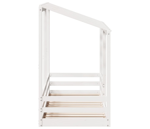 Cama infantil con techo madera maciza pino blanca 90x190 cm