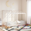 Cama infantil con techo madera maciza pino blanca 90x190 cm