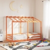 Cama infantil con techo madera maciza pino marrón 90x190 cm