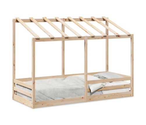 Cama infantil con techo madera maciza pino 75x190 cm