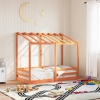 Cama infantil con techo madera maciza pino marrón 80x160 cm