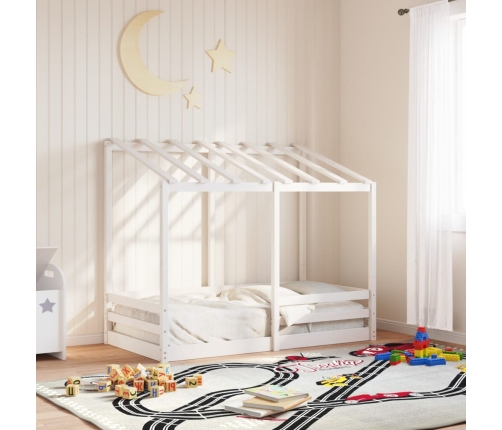 vidaXL Cama infantil con techo madera maciza pino blanco 70x140 cm