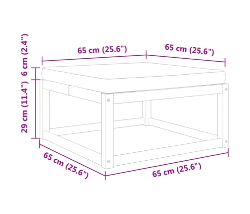 Taburete de jardín con cojín madera maciza acacia 65x65x29 cm