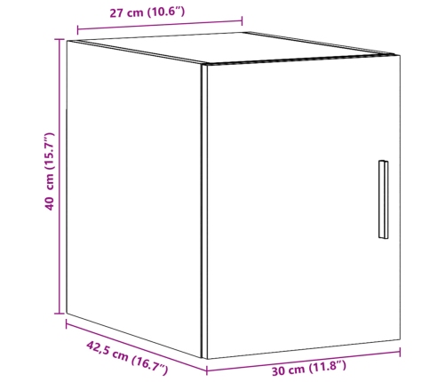 Armario de pared madera de ingeniería negro 30x42,5x40 cm