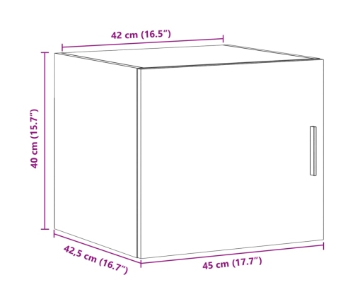 Armario de pared madera de ingeniería negro 45x42,5x40 cm