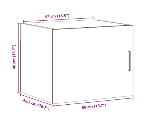 Armario de pared madera ingeniería roble ahumado 50x42,5x40 cm