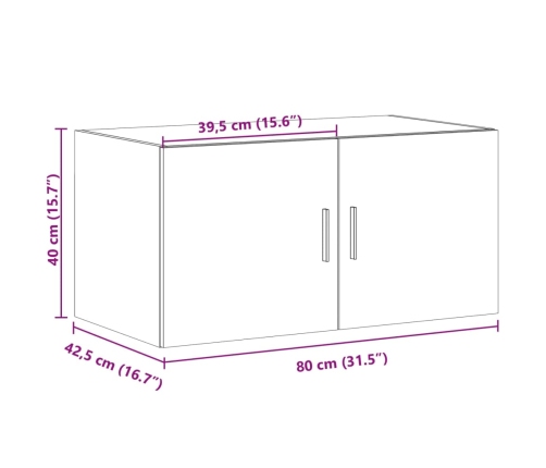 Armario de pared madera ingeniería gris hormigón 80x42,5x40 cm