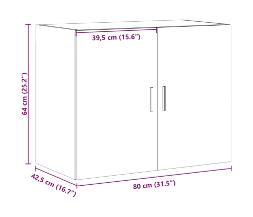 Armario de pared madera de ingeniería negro 80x42,5x64 cm