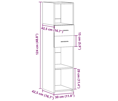 Aparador alto madera de ingeniería blanco 30x42,5x124 cm