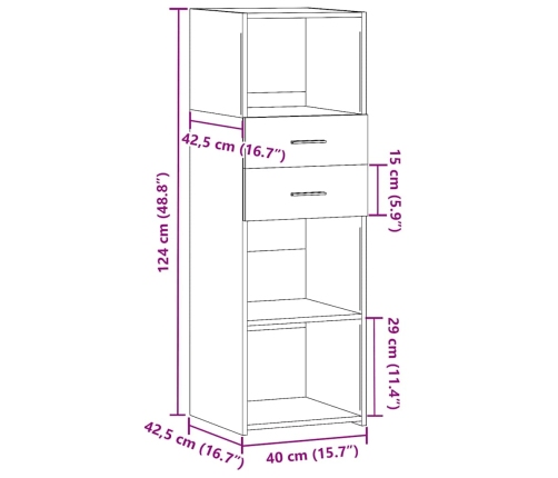 Aparador alto madera de ingeniería blanco 40x42,5x124 cm